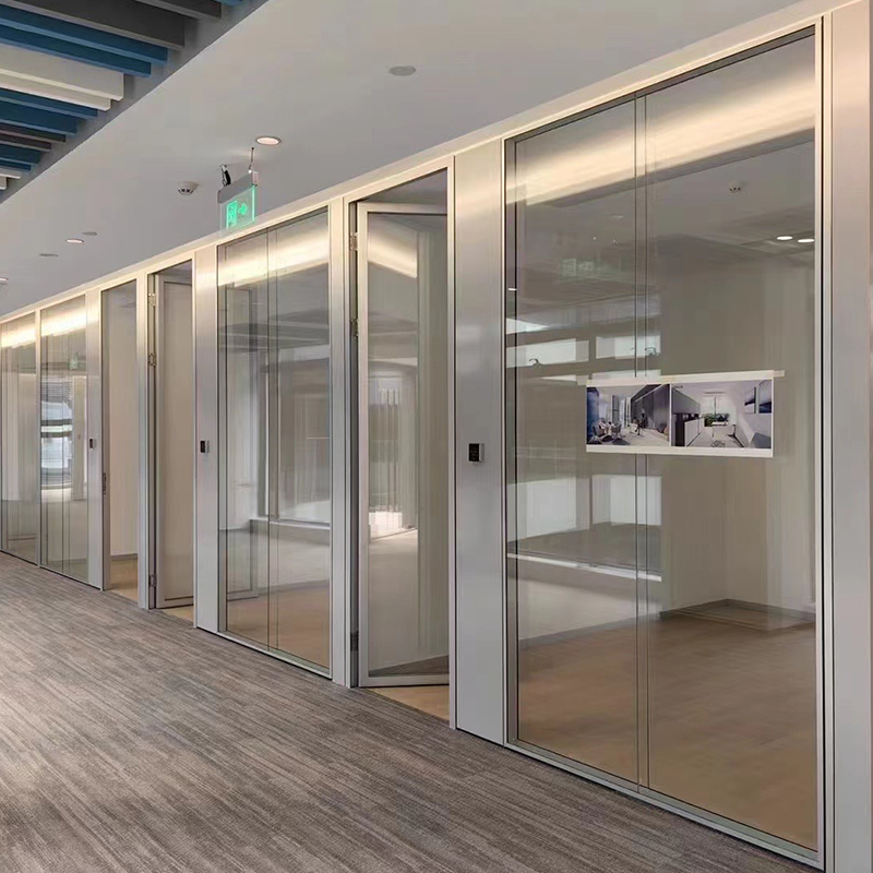 Sound Insulated Interior Removable Office Glass Partition Wood Wall Panel for Room Division